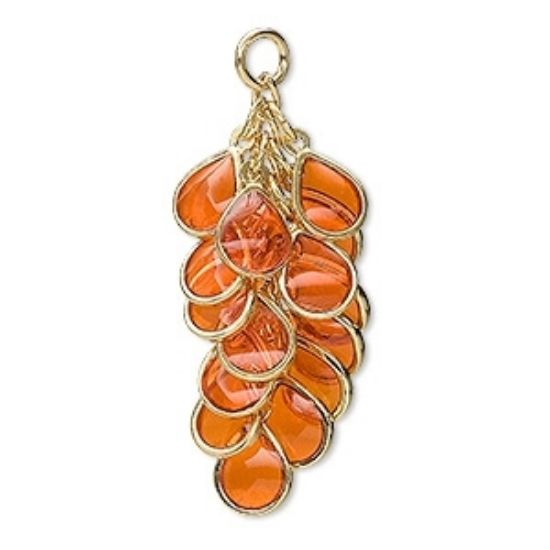 Picture of Teardrop Cluster 32x16 mm Gold Plated Orange x2