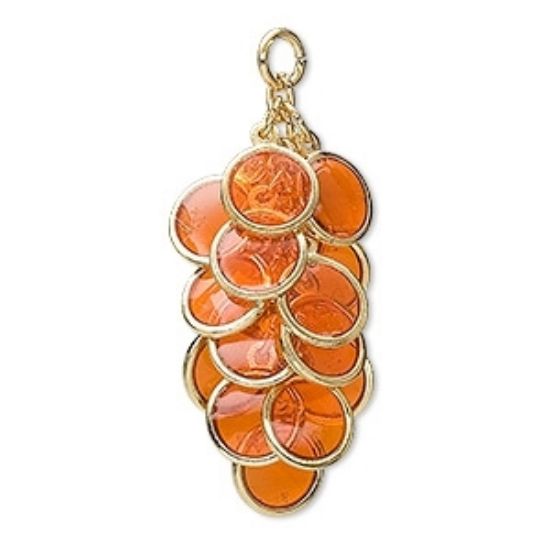 Picture of Round Cluster 32x16mm Gold Plated Orange x2