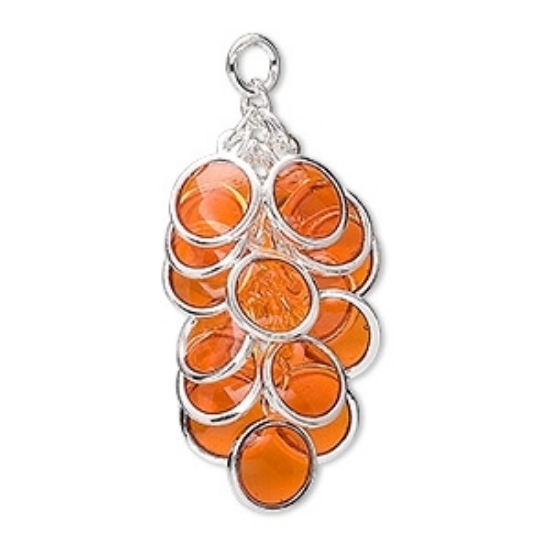 Picture of Round Cluster 32x16mm Silver Plated Orange x1