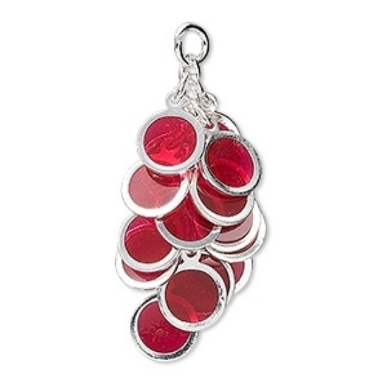 Picture of Round Cluster 32x16mm Silver Plated Red x1