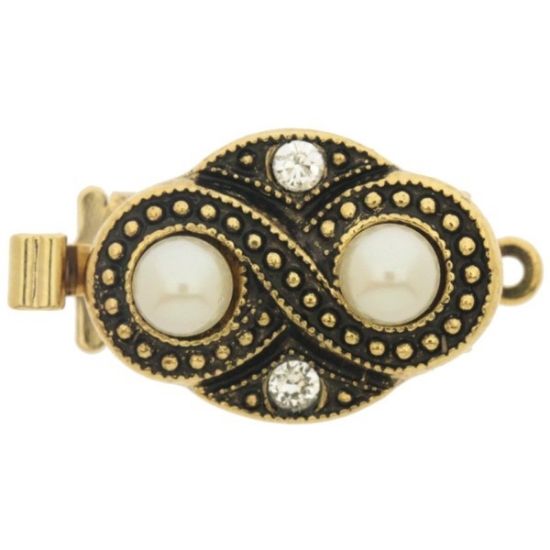 Picture of Neumann Clasp Infinity 17x12mm w/ Swarovski Pearl & Crystal Antique Gold Plated x1