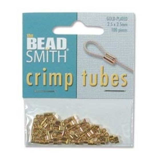 Picture of BeadSmith Tube Crimp 2.5x2.5mm Gold Plated x100