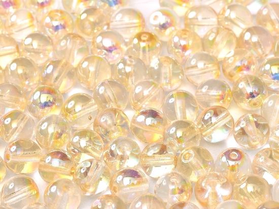 Picture of Round beads 4mm Crystal Yellow Rainbow x50