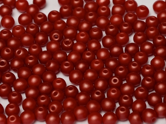 Picture of Czech Glass bead 6mm round Pastel Dark Coral x100