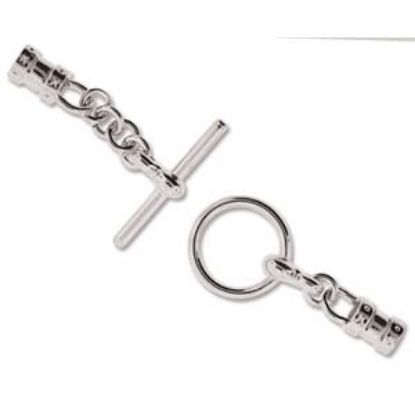 Bild von Cord End with loop and Toggle Clasp Ø3mm Silver Tone x1