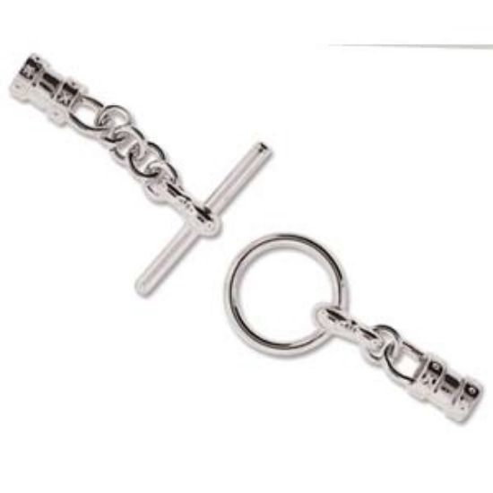 Picture of Cord End with loop and Toggle Clasp Ø3mm Silver Tone x1