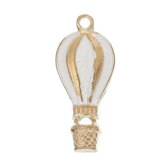 Picture of Charm Balloon 22x10mm Gold Tone White x1