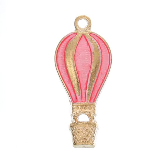 Picture of Charm Balloon 22x10mm Gold Tone Pink x1