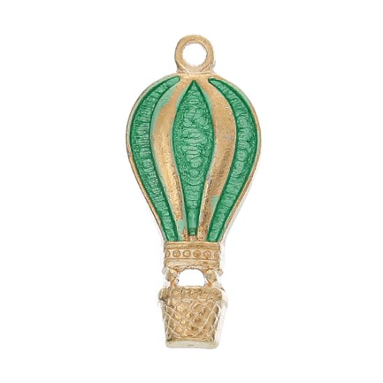 Picture of Charm Balloon 22x10mm Gold Tone Green x1