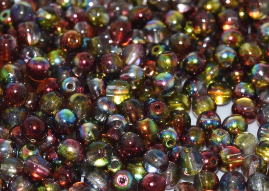 Picture of Czech Glass bead 4mm round Crystal Magic Apple x100