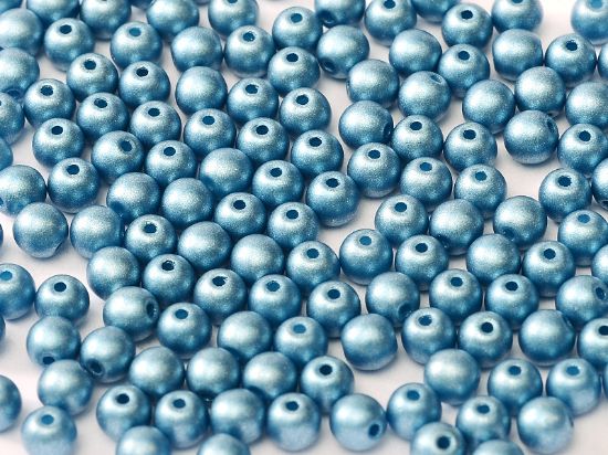 Picture of Round Beads 4mm Metallic Sea Blue x50