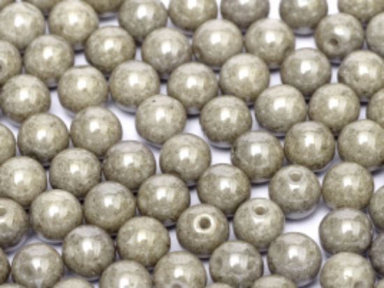 Picture of Round Beads 6mm Chalk White Grey Luster x25