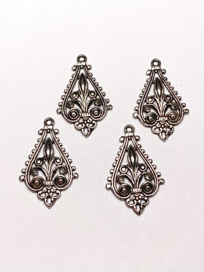 Picture of Filigree Drop 30x20mm Antique Silver Plate x1