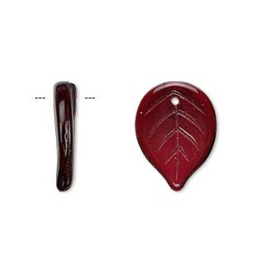 Picture of Leaves 18x13mm Garnet Red x10