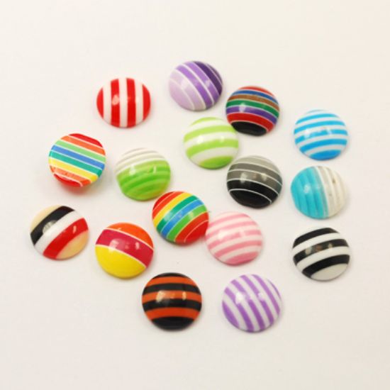 Picture of Cabochon Resin 10mm Stripes Color Mix x20