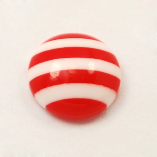 Picture of Cabochon Resin 10mm Red Stripes x10