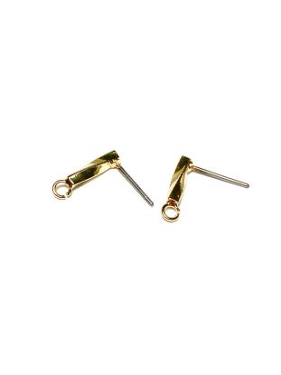 Image de Earstud Bar Twisted with loop 11 mm 24kt Gold Plated x2