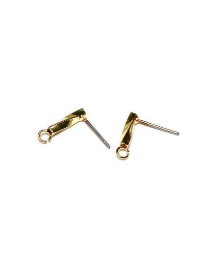 Picture of Earstud Bar Twisted with loop 11 mm 24kt Gold Plated x2