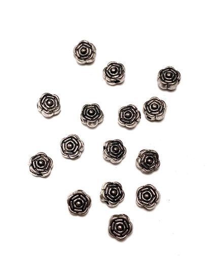 Picture of Bead Rose 6mm Antique Silver x20