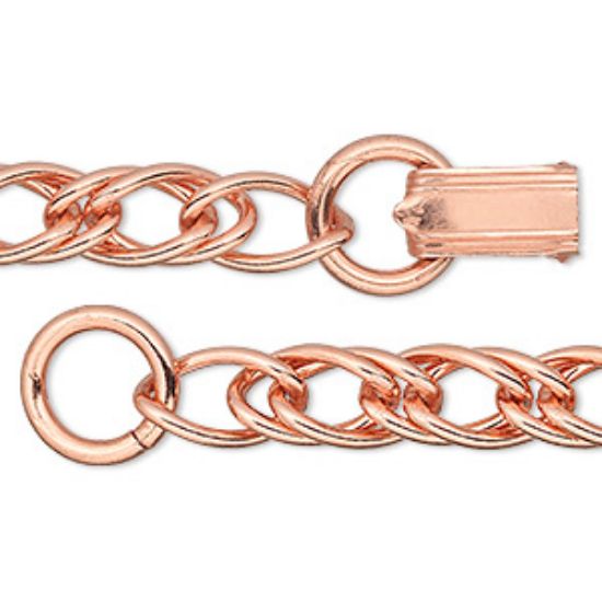 Picture of Bracelet  double curb 8mm with fold-over clasp Rose Gold Tone x1