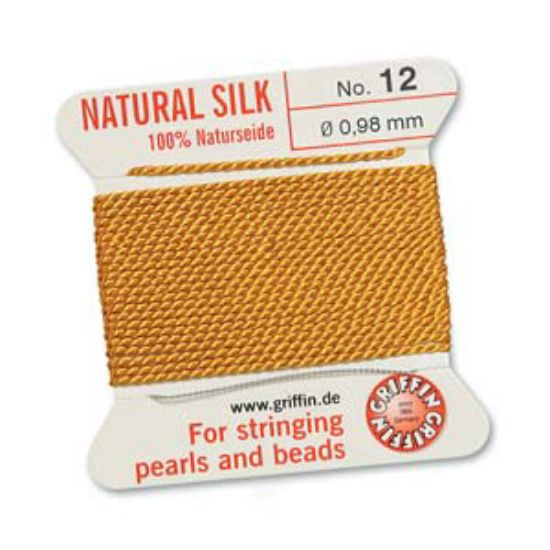 Picture of Griffin Silk Beading Cord & Needle size #12 - 0,98mm Amber x2m