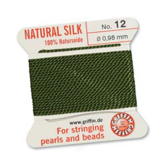 Picture of Griffin Silk Beading Cord & Needle size #12 - 0,98mm Olive x2m