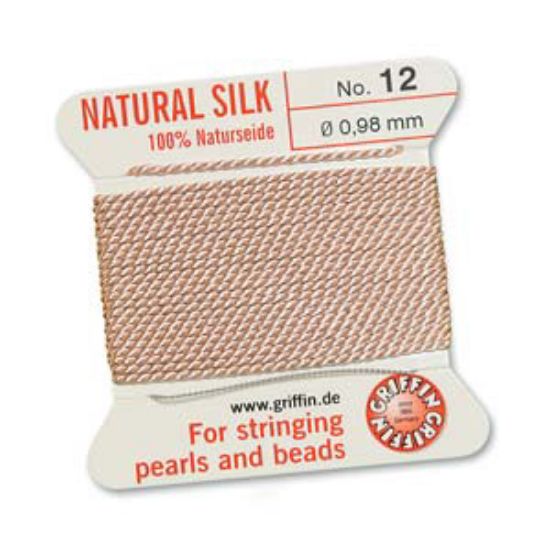 Picture of Griffin Silk Beading Cord & Needle size #12 - 0,98mm Light Pink x2m