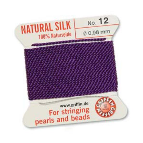 Picture of Griffin Silk Beading Cord & Needle size #12 - 0.98mm Amethyst x2m