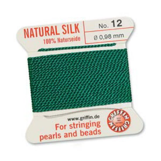 Picture of Griffin Silk Beading Cord & Needle size #12 - 0,98mm Green x2m