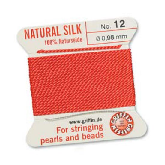 Picture of Griffin Silk Beading Cord & Needle size #12 - 0.98mm Coral x2m