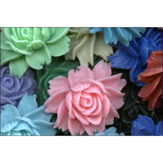 Picture of Resin Flower Rose 45mm Color Mix x10