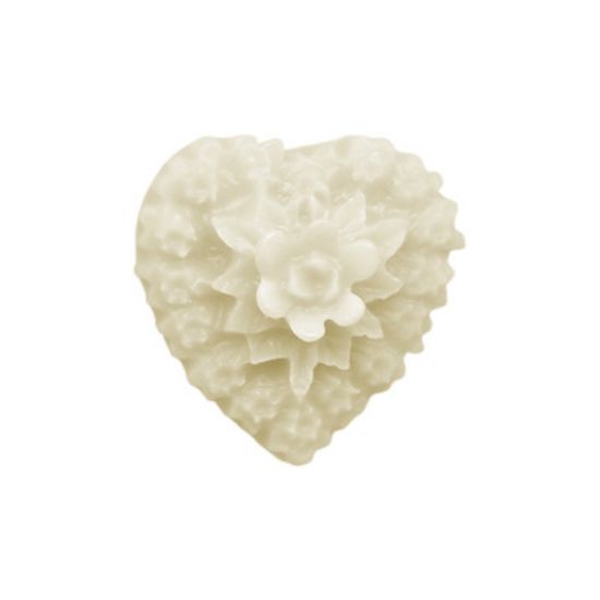 Picture of Cabochon Resin Heart Bouquet 13mm Antiqued White x5