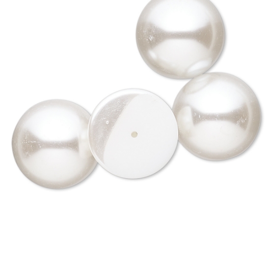 Picture of Vintage Japanese Cabochon 20mm White Pearl x2