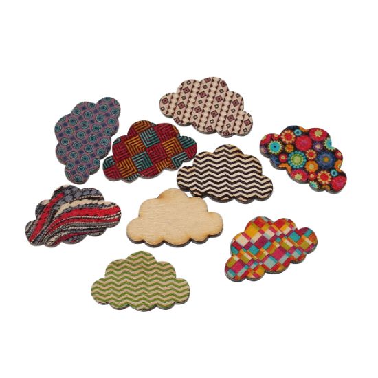 Picture of Cabochon Wood Clouds 30x19mm Color Mix x20