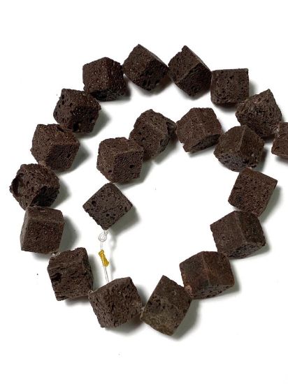 Picture of Lava bead 12mm Cube Brown x40cm