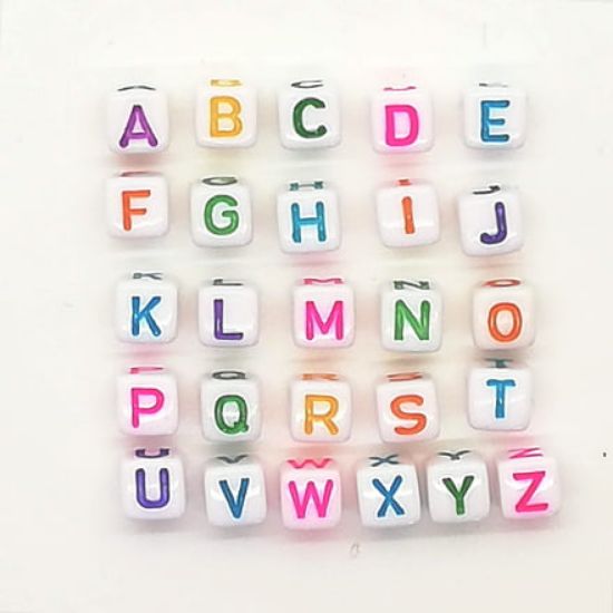 Picture of Letter Beads 6mm Cube Mix x100