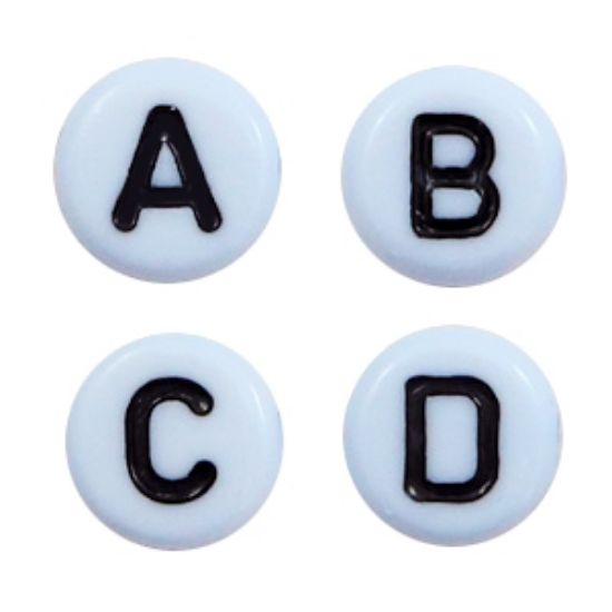 Picture of Letter Beads 7mm Round White/Black Mix x750