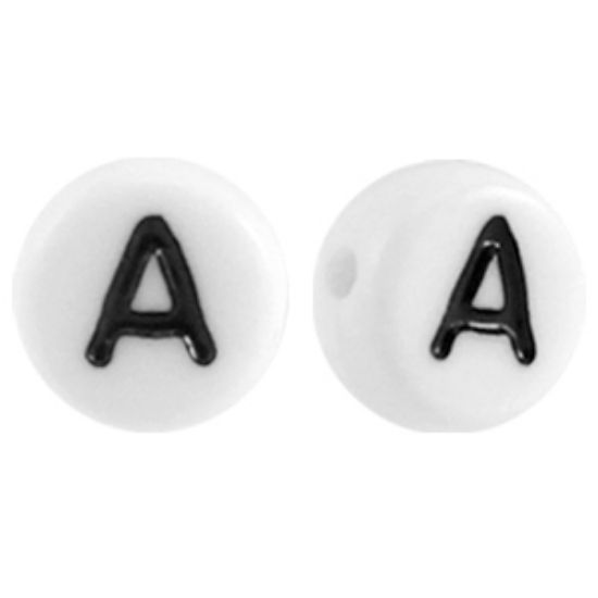 Picture of Letter Beads 7mm Round  "A" x50