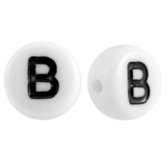 Picture of Letter Beads 7mm Round  "B" x50