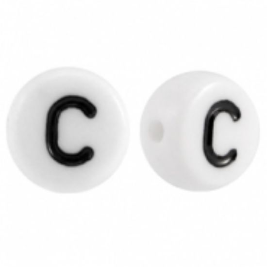 Picture of Letter Beads 7mm Round  "C" x50