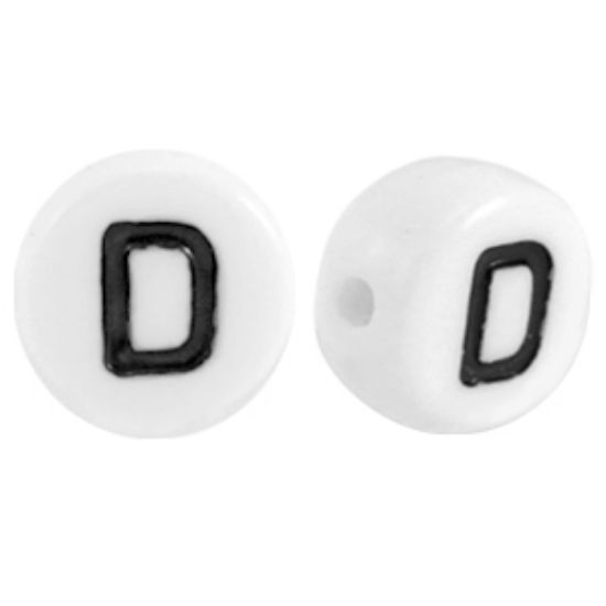 Picture of Letter Beads 7mm Round  "D" x50
