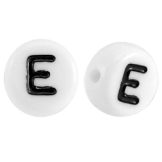 Picture of Letter Beads 7mm Round  "E" x50