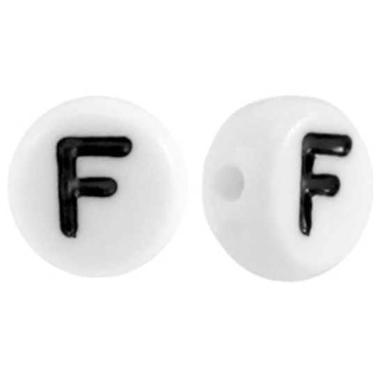 Picture of Letter Beads 7mm Round  "F" x50