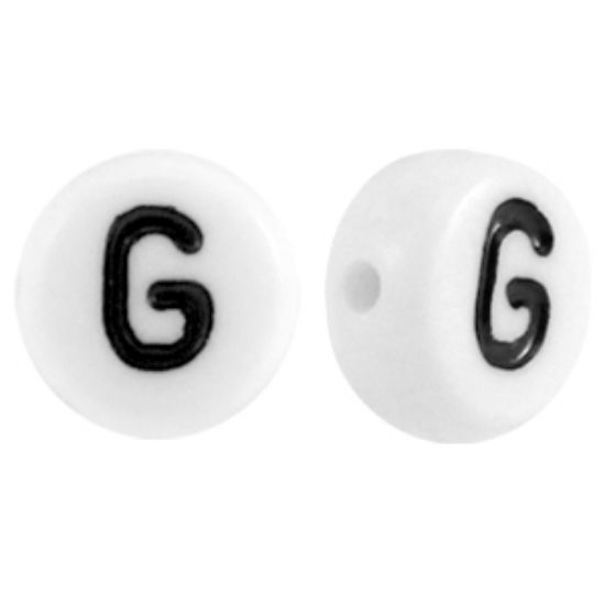 Picture of Letter Beads 7mm Round  "G" x50