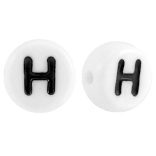 Picture of Letter Beads 7mm Round  "H" x50