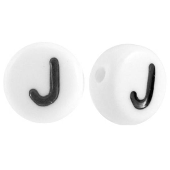 Picture of Letter Beads 7mm Round  "J" x50