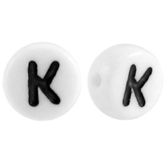 Picture of Letter Beads 7mm Round  "K" x50