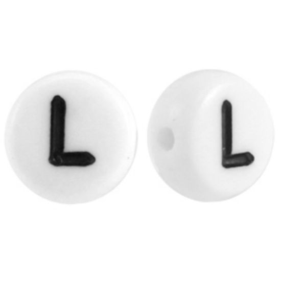 Picture of Letter Beads 7mm Round  "L" x50