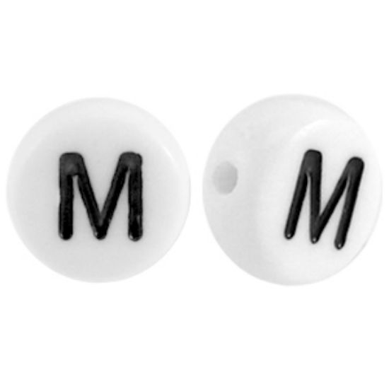 Picture of Letter Beads 7mm Round  "M" x50