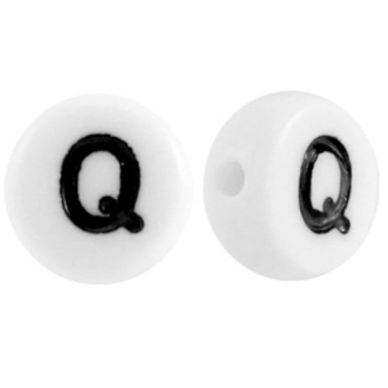 Picture of Letter Beads 7mm Round  "Q" x50